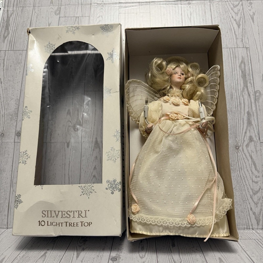 Vintage Silverstri‎ 12" Angel Doll Topper Christmas Tree Top Ornament Porcelain